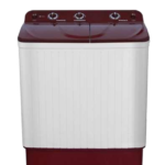Front Load: "Front-load washing machine with digital LED display and stainless steel drum." Top Load: "Silver fully-automatic top-load washing machine with a glass lid and touch control panel."