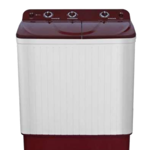 Front Load: "Front-load washing machine with digital LED display and stainless steel drum." Top Load: "Silver fully-automatic top-load washing machine with a glass lid and touch control panel."